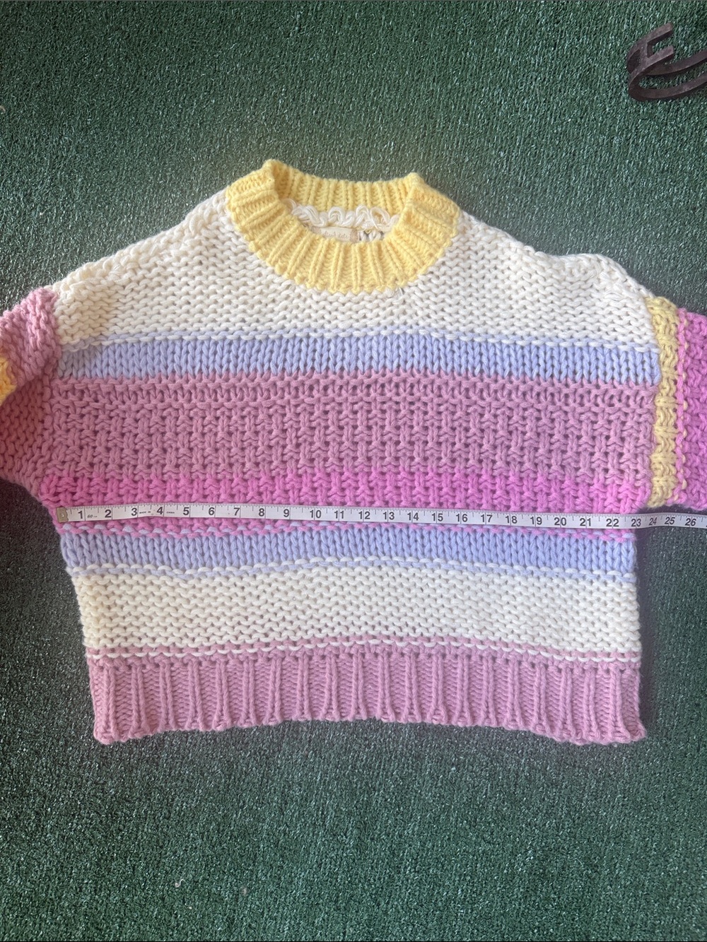 Altar'd State Pastel Striped Crewneck Sweater - Cream, Pink, Yellow, Light Blue - Picture 12 of 12